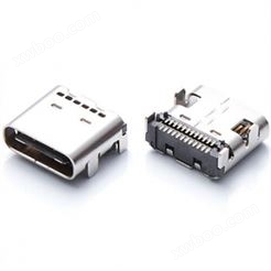 USB Type-C 母座连接器板上 90度 24PIN 双排贴片四脚脚长0.6 L=7.9 板端接口
